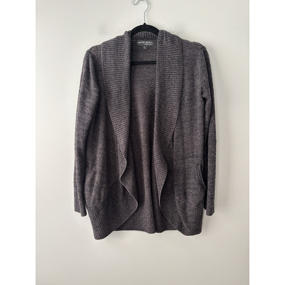 Barefoot Dreams Women's Sweater Cozychic Lite Circle Cardi‎ Wrap Grey Brown Sz M - Picture 2 of 10